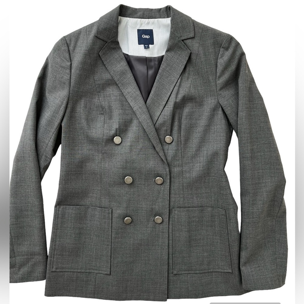 Gap Doublebreasted Wool Blend Grey Blazer sz. 2